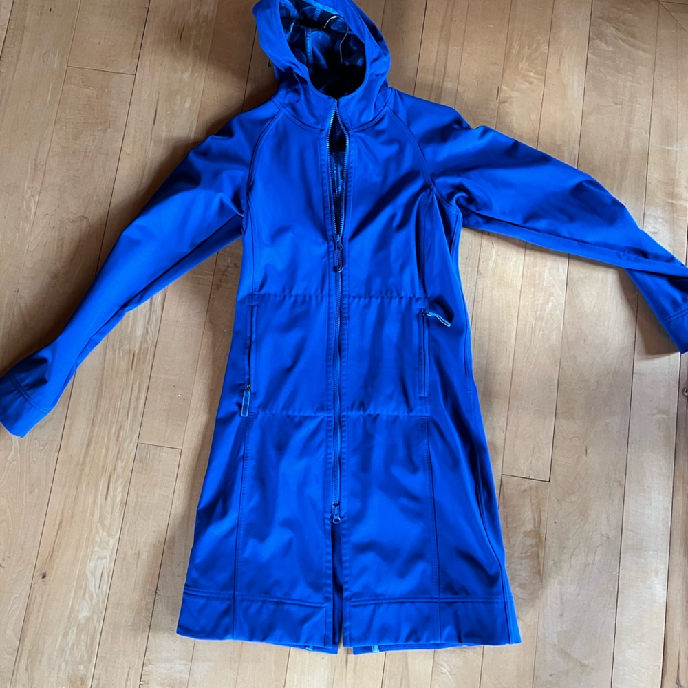 Blue Lululemon lined long rain jacket